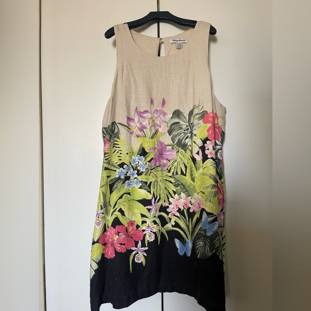 Linen blend floral dress